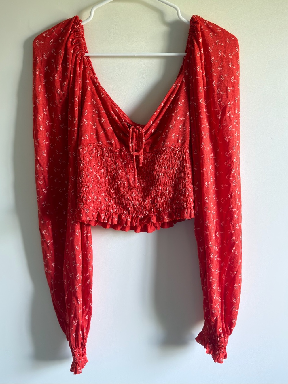 NWT Urban Outfitters Red/Orange Floral Long-Sleeve